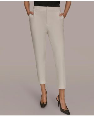Donna Karan Flat-front Stretch Double-layer Pants - Natural