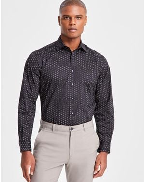Alfani Regular-fit Printed Dress Shirt - Blue