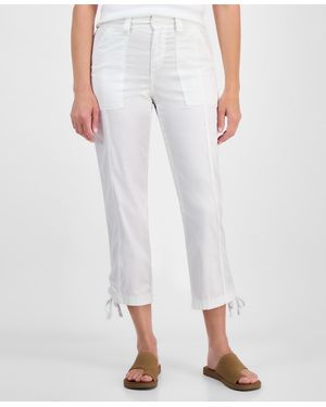 Style & Co. Mid Rise Tie-hem Ankle Pants - White