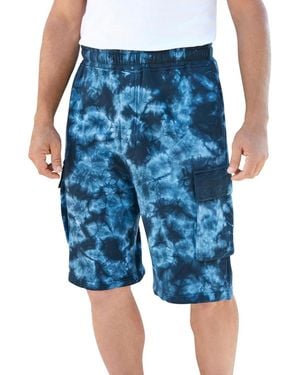 Kingsize Big & Tall 10" Fleece Cargo Shorts - Blue