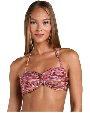 Sunshine 79 Shimmer Ripple Twist Bandeau Bikini Top - Brown