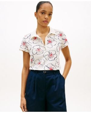Tommy Hilfiger Classic Pique Printed Short-sleeve Polo Top - White