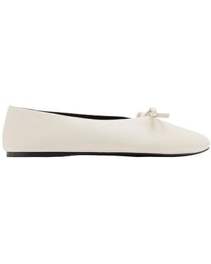 Mango Bow Detail Round Toe Ballet Flats - White