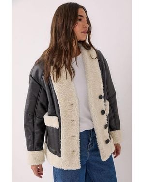 Nasty Gal Borg Bonded 80s Aviator Jacket - Black