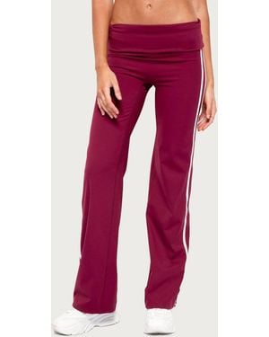 Edikted Anica Stripey Mid Rise Foldover Pants - Red