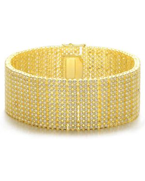 Genevive Jewelry Sterling Silver 14k -plated Cubic Zirconia Cuff Bracelet - Yellow