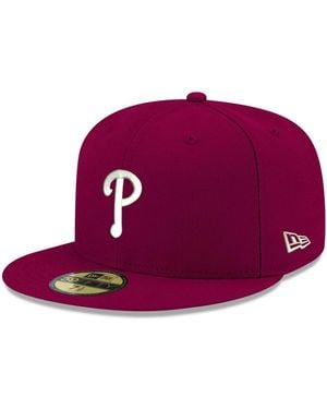 KTZ Philadelphia Phillies Logo White 59fifty Fitted Hat - Purple