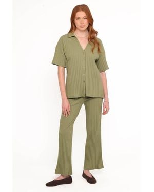 Petal & Pup Phillipa Wide Ribbed Shirt Set - Green