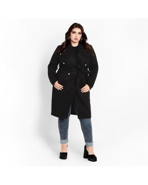 City Chic Plus Size Sassy Military Coat - Black