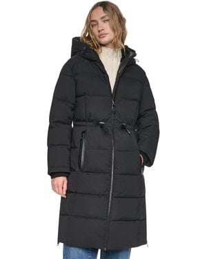 DKNY Walker Length Anorak Lined Hood Coat - Blue