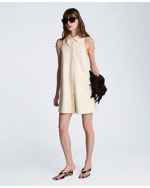 Kenneth Cole Halter Collared Shirt Swing Dress - Natural