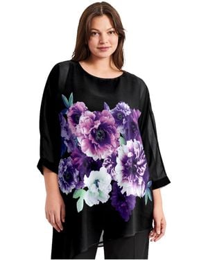 Avenue Plus Size Printed Asymmetric Blouse - Multicolor