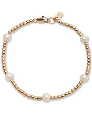 Ralph Lauren Gold-tone Station Faux-pearl Flex Bracelet - Metallic