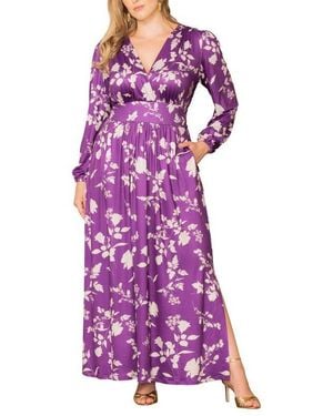Kiyonna Plus Size Kelsey Long Sleeve Maxi Dress - Purple