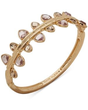 Anne Klein Gold-tone 2 Row Spiked Stone Open Bracelet - Metallic