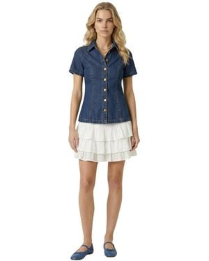 Modenaire Tailored Denim Button-up Shirt - Blue