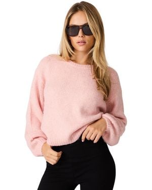 Steve Madden Carmen Crewneck Fuzzy-knit Sweater - Pink