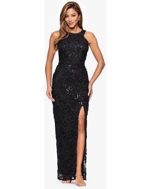 Xscape Petite Sequin Detail Halter Neck Long Dress - Black