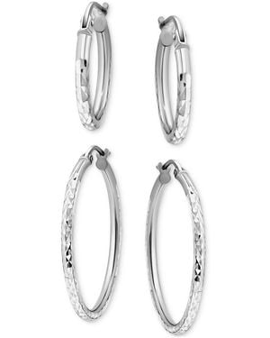 Giani Bernini 2-pc. Set Faceted Texture Small Hoop Earrings - White