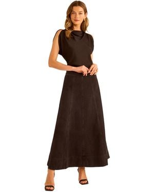 1.STATE Denim Seamed Maxi Skirt - Black