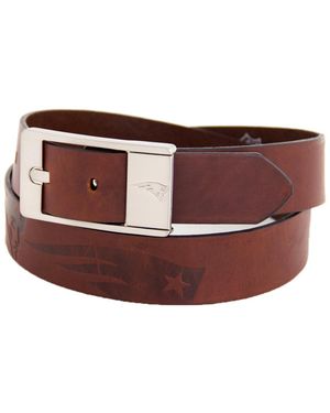 Eagles Wings New England Patriots Brandish Leather Belt - Brown