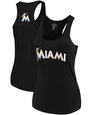 Soft As A Grape Miami Marlins Plus Size Swing For The Fences Racerback Tank Top - Black
