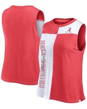 Fanatics Crimson/white Alabama Crimson Tide Colorblock High Neck Tank Top - Red