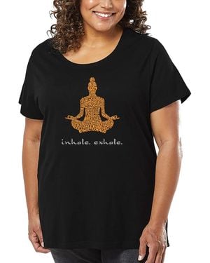 LA Pop Art Plus Size Inhale Exhale Word Art T-shirt - Black