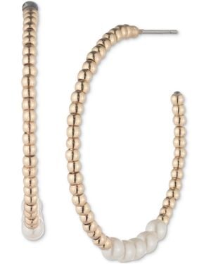 Ralph Lauren Small Imitation Pearl Beaded C-hoop Earrings - Metallic