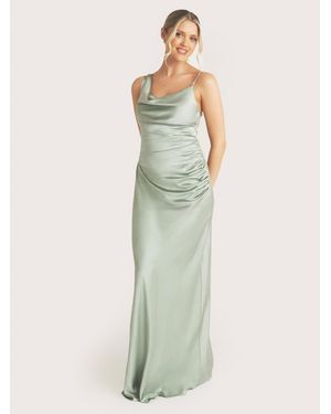 Six Stories Cowl Front Asymmetric Bridesmaid Dress - Green