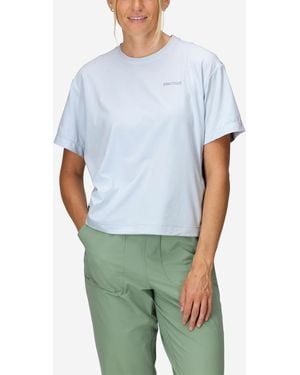 Marmot Air Exchange Upf 50 Crew Short Sleeve Ribbed Collar T-shirts - Blue