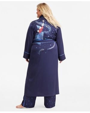 Disney | Macy's | Plus Size Sorcerer's Apprentice Mickey Long-sleeve Satin Wrap Robe - Blue
