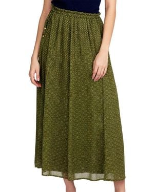 Elle Collection Printed Chiffon Skirt - Green