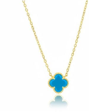 Simona Sterling Silver Simulated Turquoise Clover - Blue
