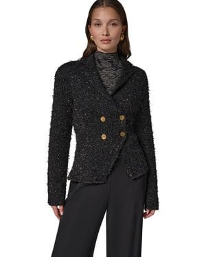 Donna Karan Double-breasted Shoulder-padded Blazer - Black