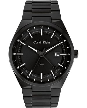 Calvin Klein Distinguish Gmt Ionic Plated Watch Bracelet - Black