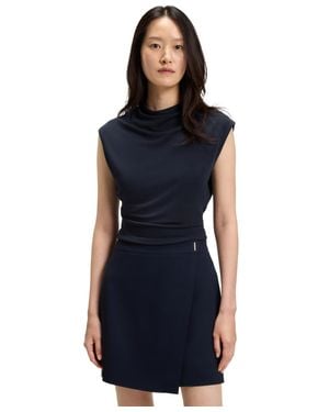 BOSS Boss By Matte Fabric High-neck Top - Blue