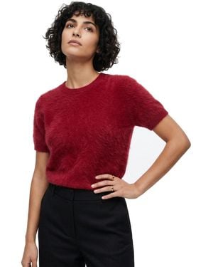 Jason Wu Brushed Short-sleeve Crewneck Pullover - Red