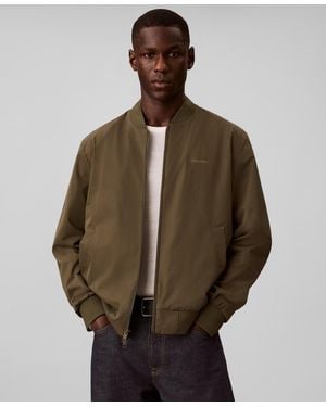 Calvin Klein Birdseye Round Collar Bomber Jacket - Brown
