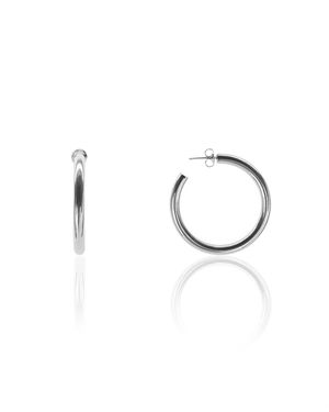 OMA THE LABEL Liv 1 1/2" Medium Hoops - White