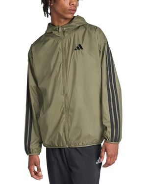 adidas Essential Three-stripes Woven Windbreaker - Green