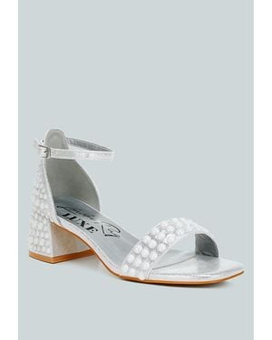 LONDON RAG Nocturnal Rhinestone Embellished Shimmer Sandals - Blue