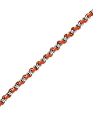 Bulova Marc Anthony Orange Leather Box Link Chain Bracelet - Metallic