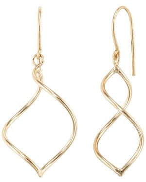 Macy's Italian Gold Open Work Marquise High Polished Drop Fish Hook Earrings - Metallic