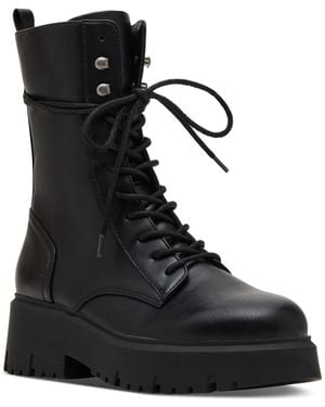 Madden Girl Maisey Lace-up Combat Booties - Black