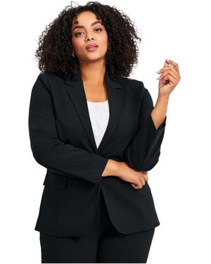 Avenue Plus Size Super Stretch One Button Blazer - Black