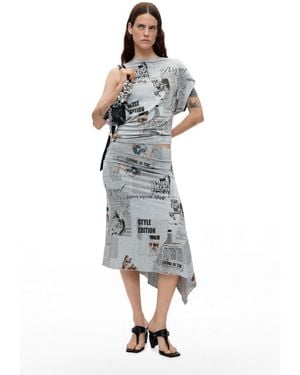 Desigual Asymmetrical Printed Skirt - White