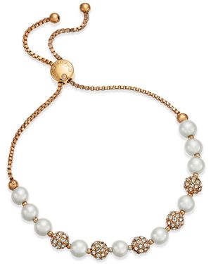 Charter Club Pave & Imitation Pearl Slider Bracelet - White