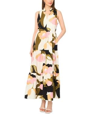 Msk V-neck Tiered Maxi Dress - Metallic