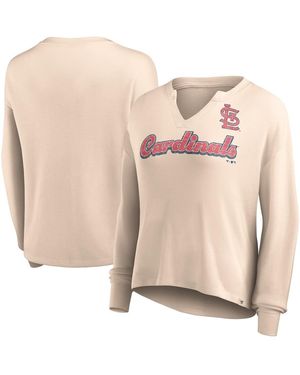 Fanatics Distressed St. Louis Cardinals Go For It Waffle Knit Long Sleeve Notch Neck T-shirt - Pink
